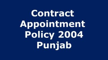 Download Contract Appointment Policy 2004 Punjab with Amendments