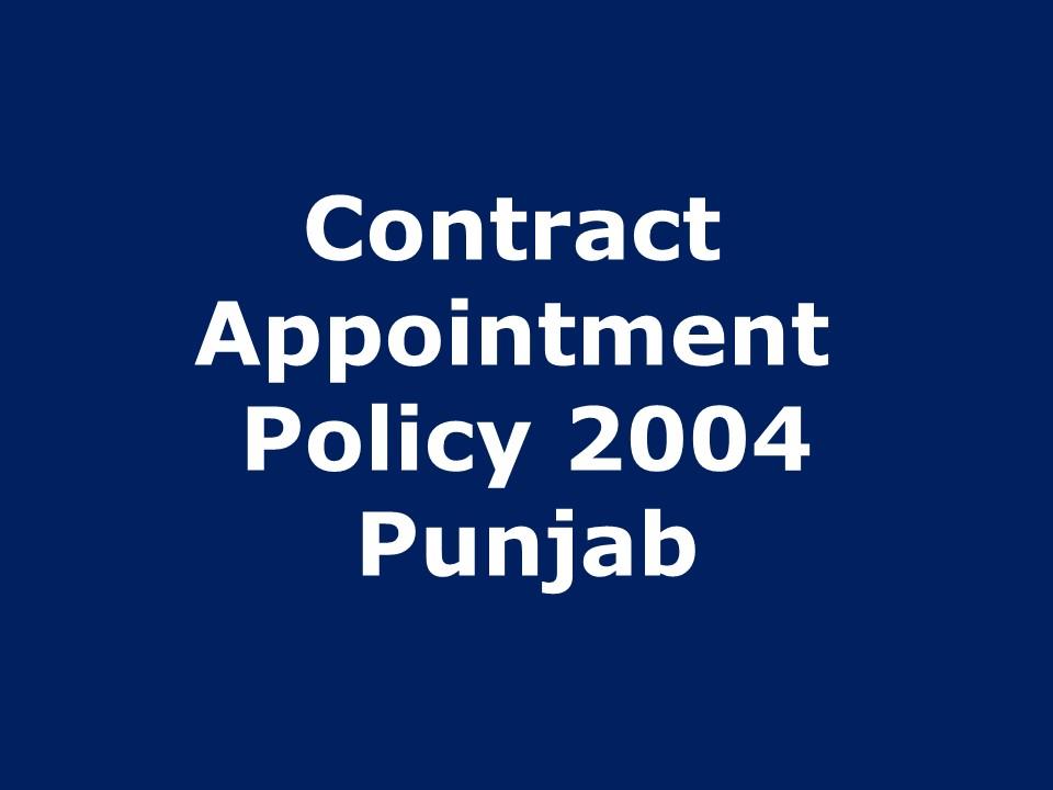 Download Contract Appointment Policy 2004 Punjab with Amendments