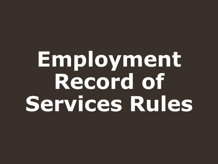 West Pakistan Employment Record of Services Rules 1960