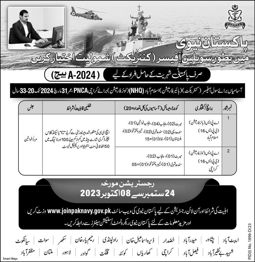 Join Pakistan Navy as Civilian Officer: Apply Now: Pak job Zone