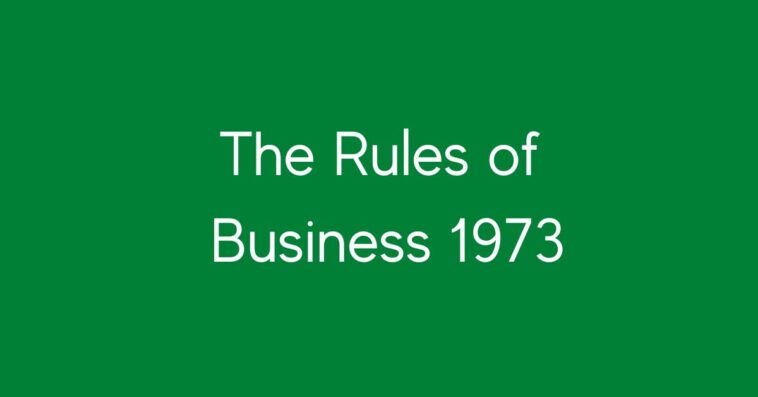 The Rules of Business 1973