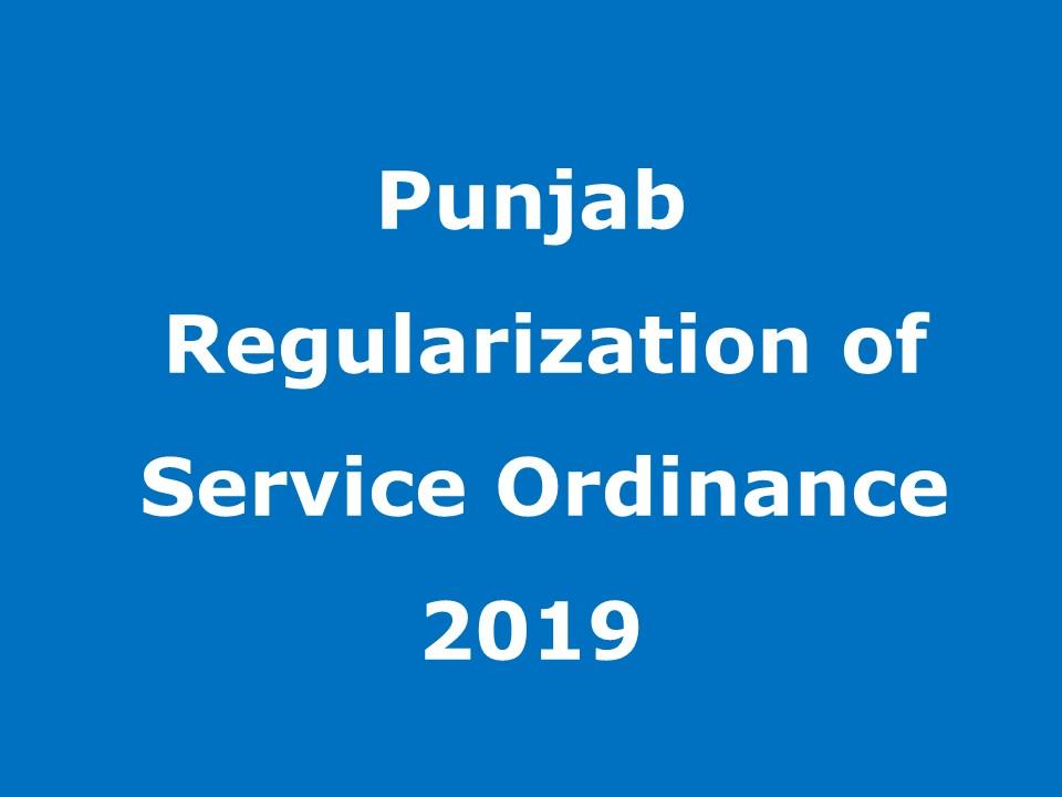 Punjab Regularization of Service Ordinance 2019