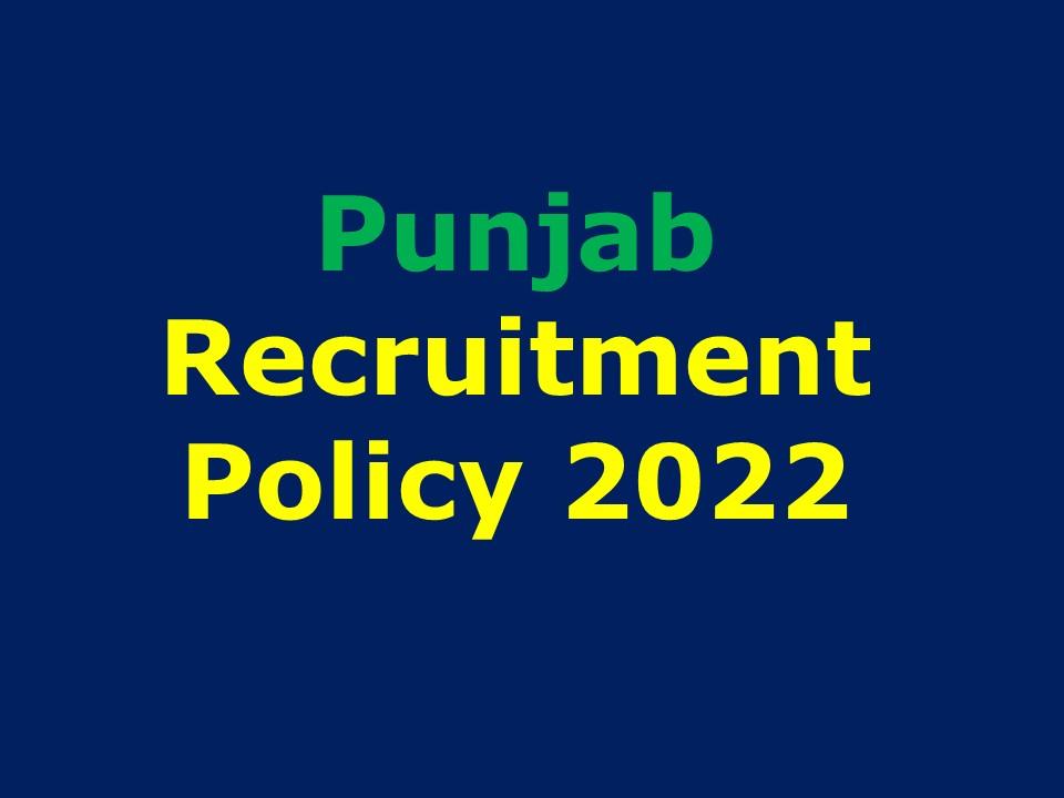 Download Punjab Recruitment Policy 2022 S&GAD